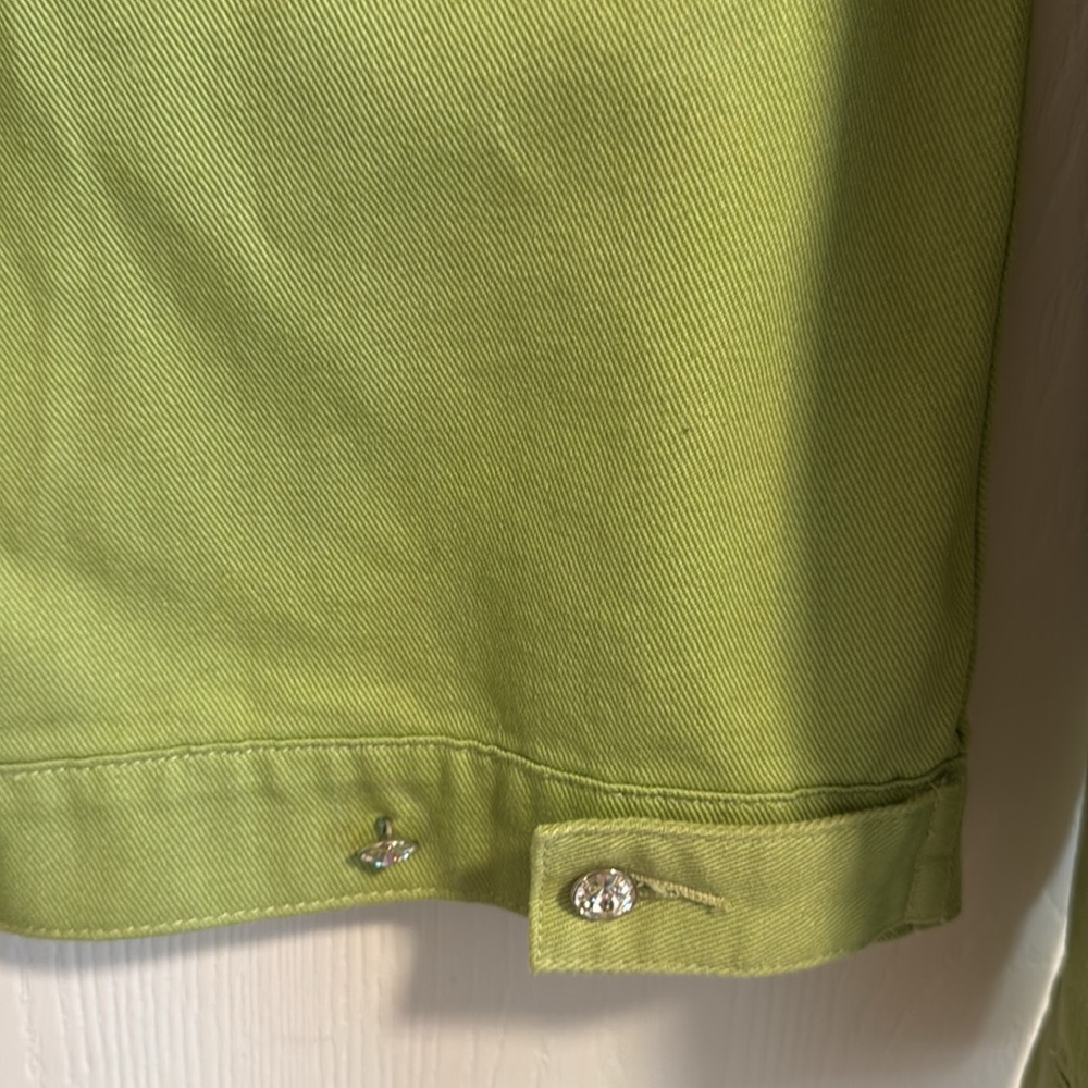 Christine Alexander Women's Large Green Denim Rhinestone Long Sleeve Button Down - Picture 12 of 15